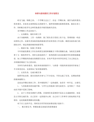 体育与宣传委员工作计划范文 