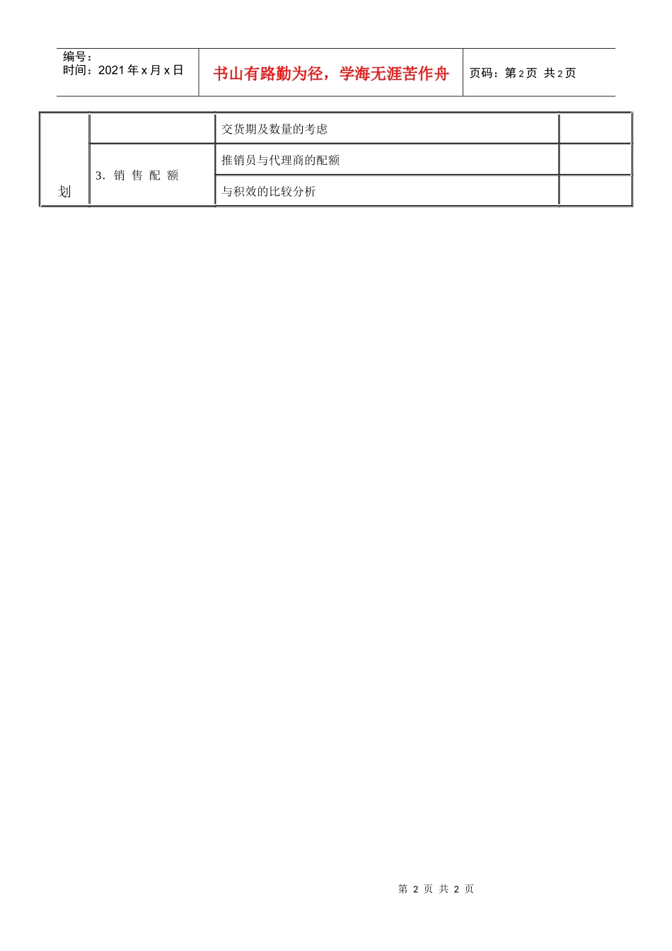 销 售 管 理 调 查 表（一）_第2页