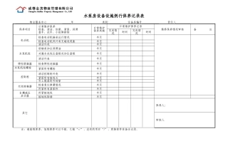物业管理公司水泵房设备设施例行保养记录表(DOC80页)