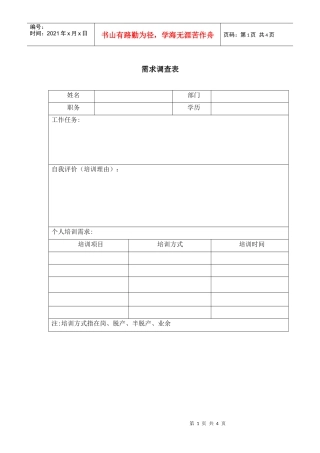 培训使用系列用表