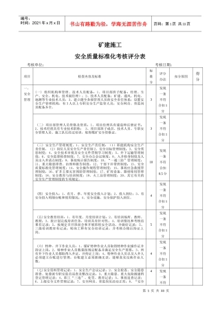 质量标准化评分标准
