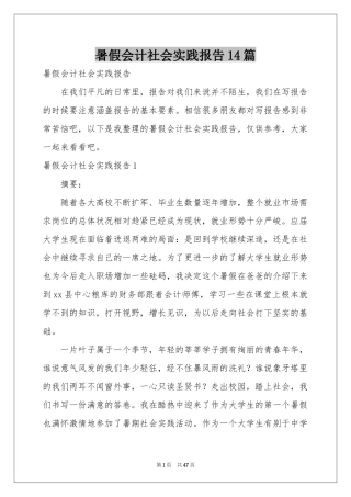 暑假会计社会实践报告14篇