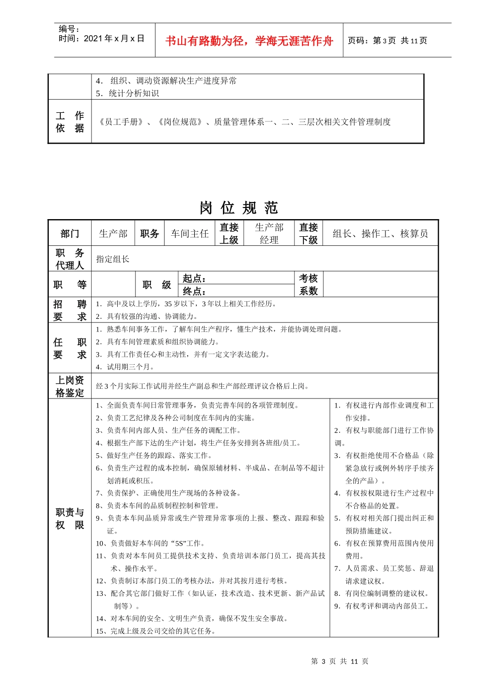 宁波XX实业有限公司岗位规范(生产部)_第3页
