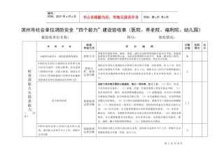 滨州市社会单位消防安全“四个能力”建设验收表（医院、养老院、