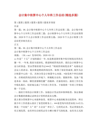 会计集中核算中心个人年终工作总结(精选多篇) 