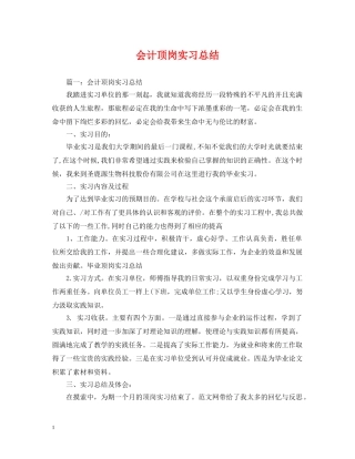 会计顶岗实习总结 