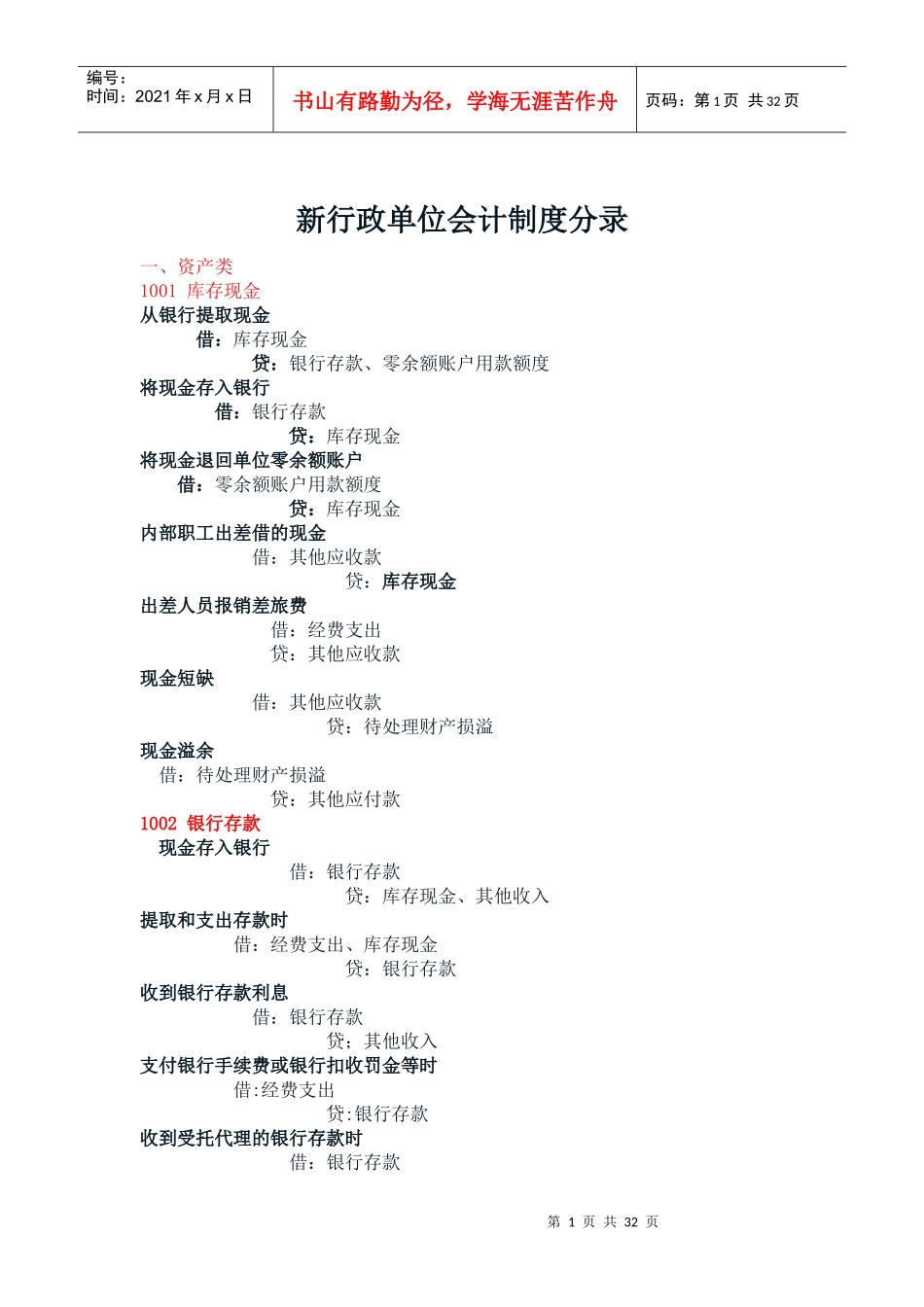 新行政单位会计制度分录_第1页