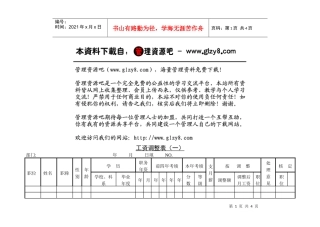 第三节工资调整表（一）