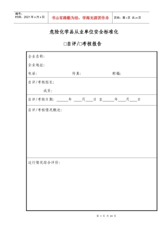 危险化学品从业单位安全标准化自评报告