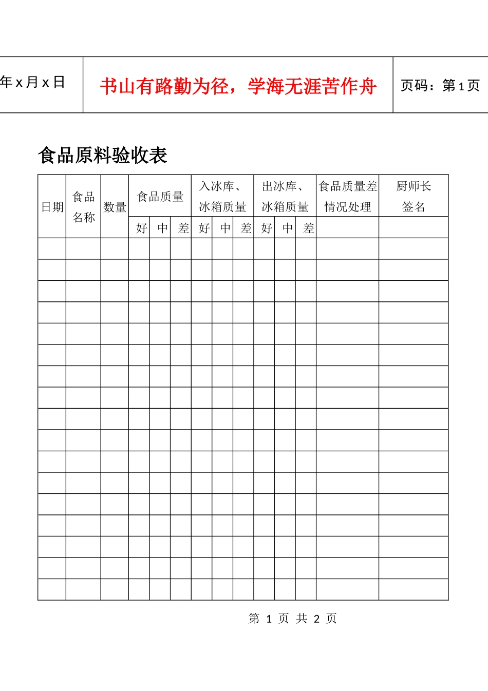 食品原料验收表_第1页