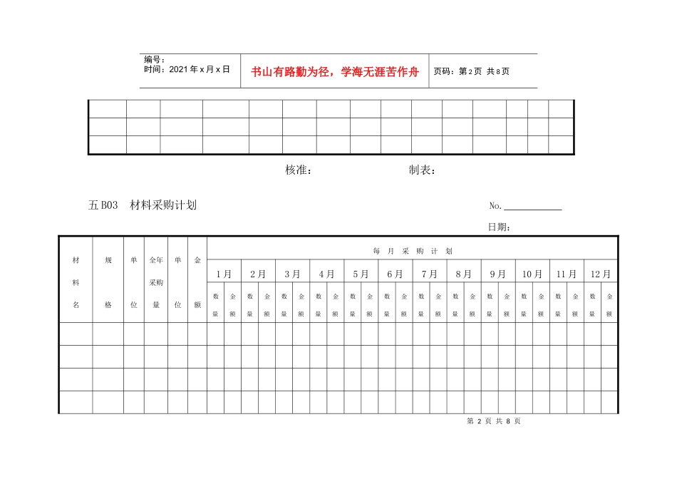 【管理表格】企业管理表格物料管理b横表格_第2页