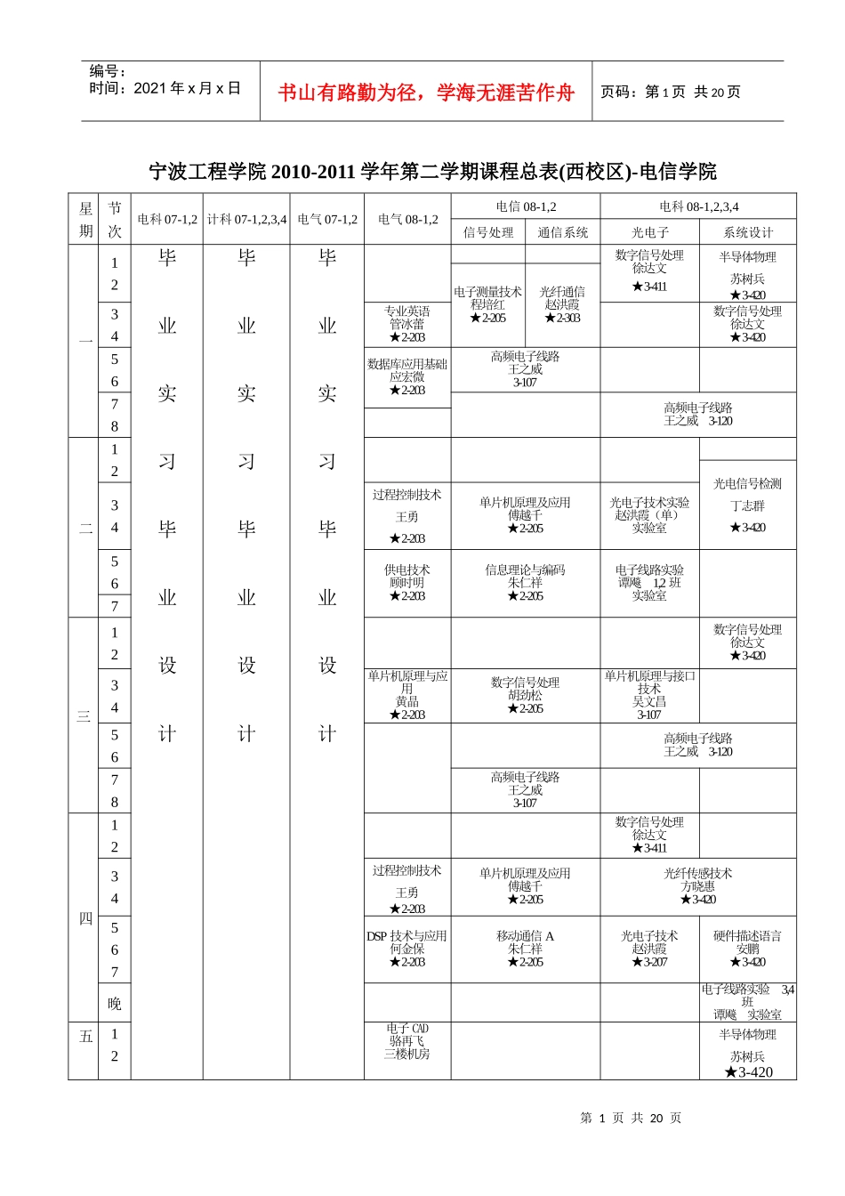 宁波工程学院西校区课表XXXX 02 19_第1页