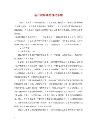 会计试用期的自我总结 