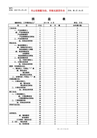个人独资企业年检报告书_损益表