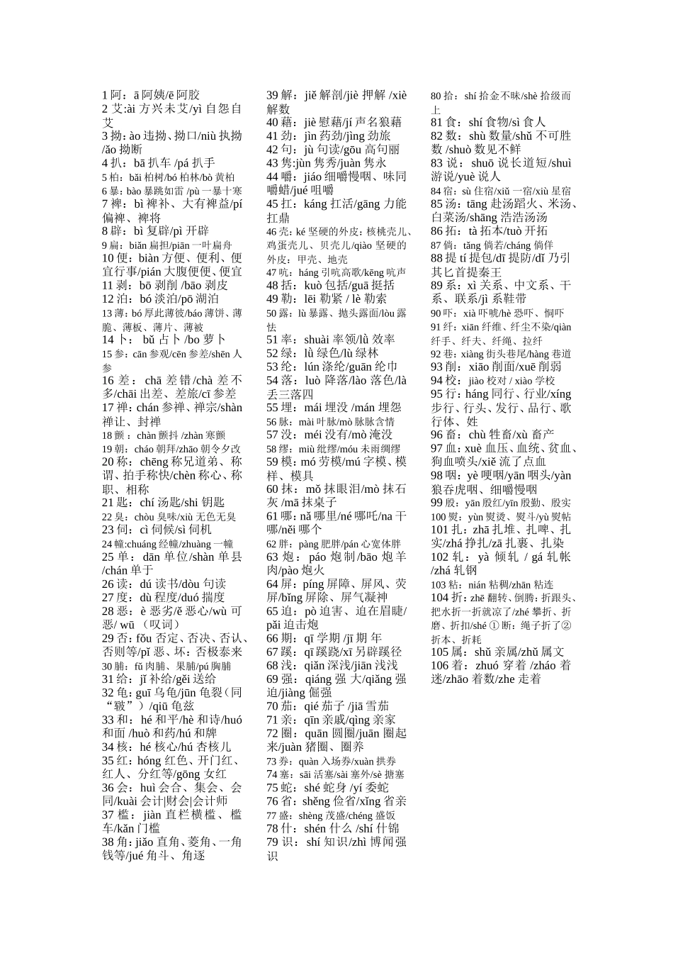 常考字音（期中考试）_第1页