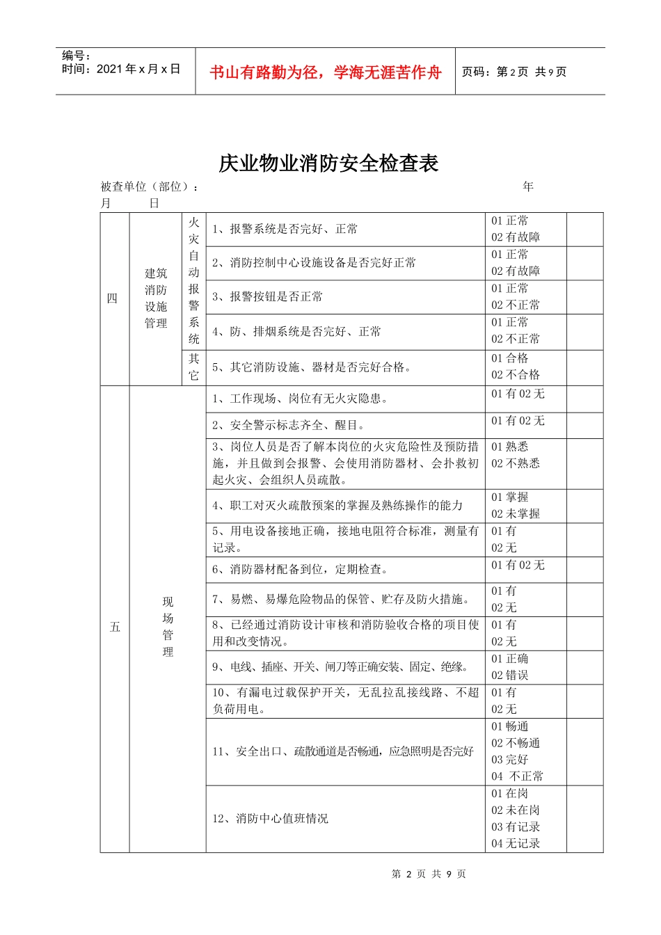 消防安全检查表_第2页
