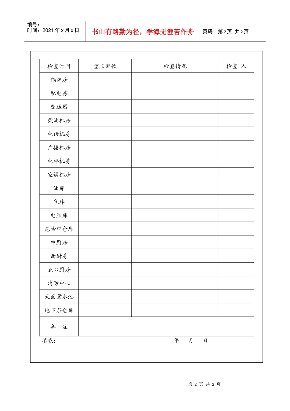 重点部位防火安全检查表_第2页