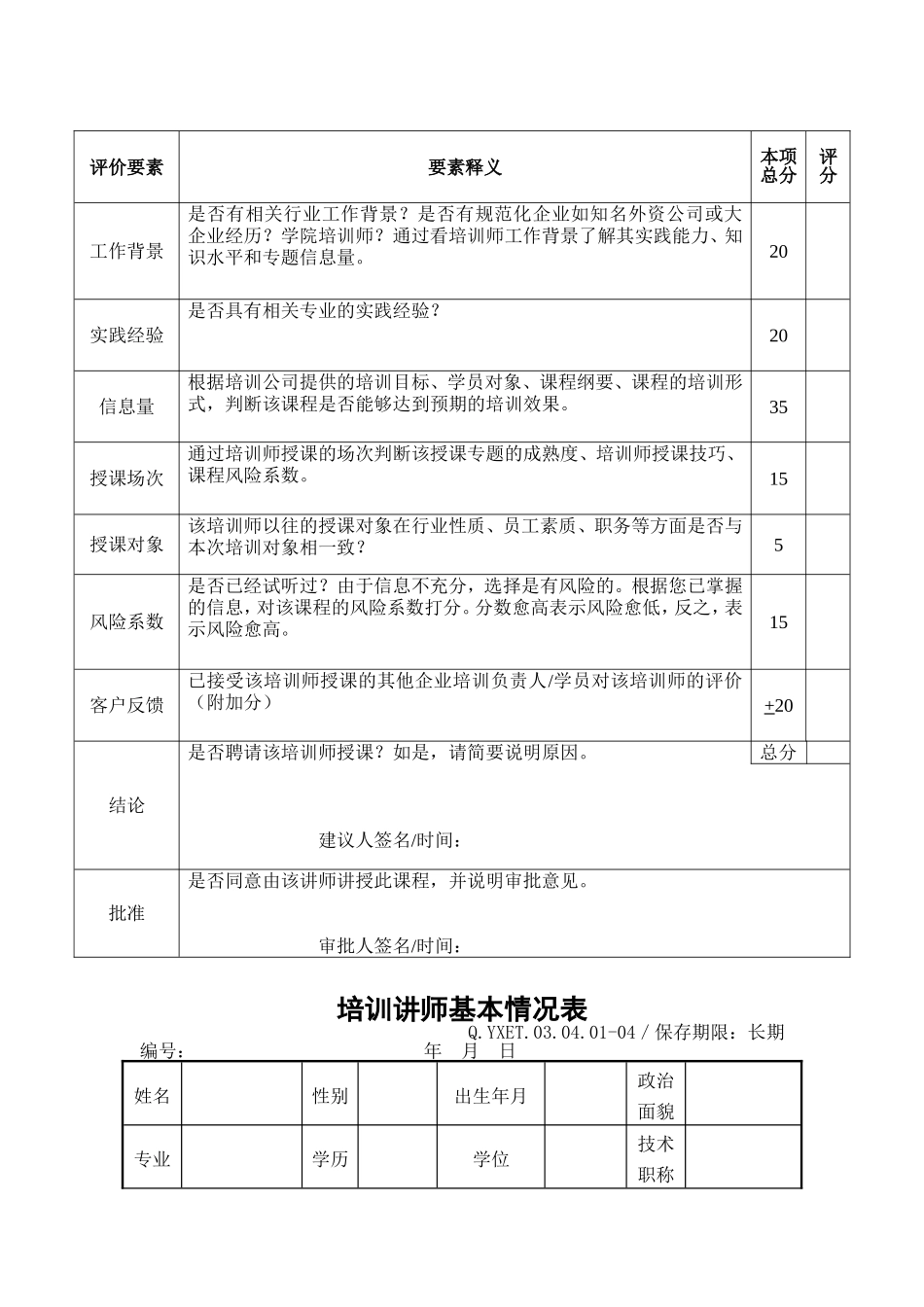 企业员工培训专用表格汇总_第3页