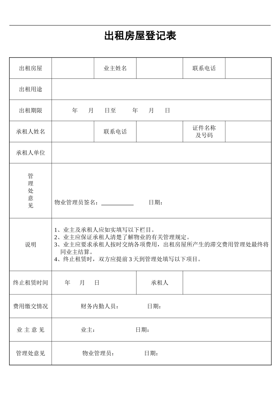 物业管理公司所用表格(DOC93页)_第2页