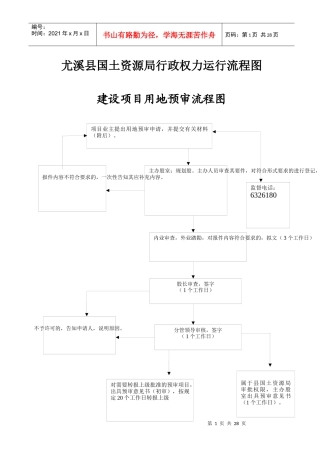 尤溪县国土资源局行政权力运行流程图