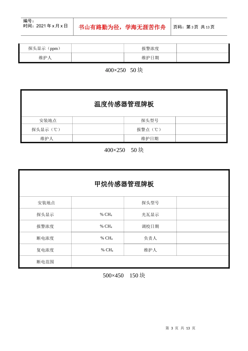 瓦斯检查管理表格汇总_第3页