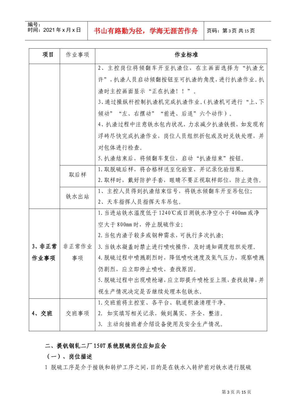 河北钢铁公司岗位标准化作业指导书_第3页