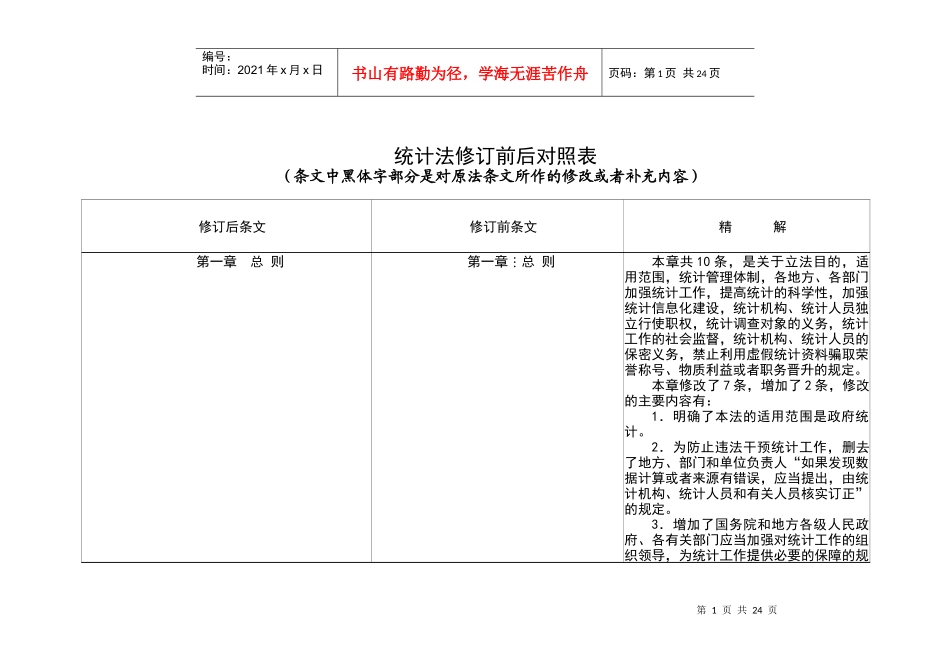 统计法修订前后对照表_第1页