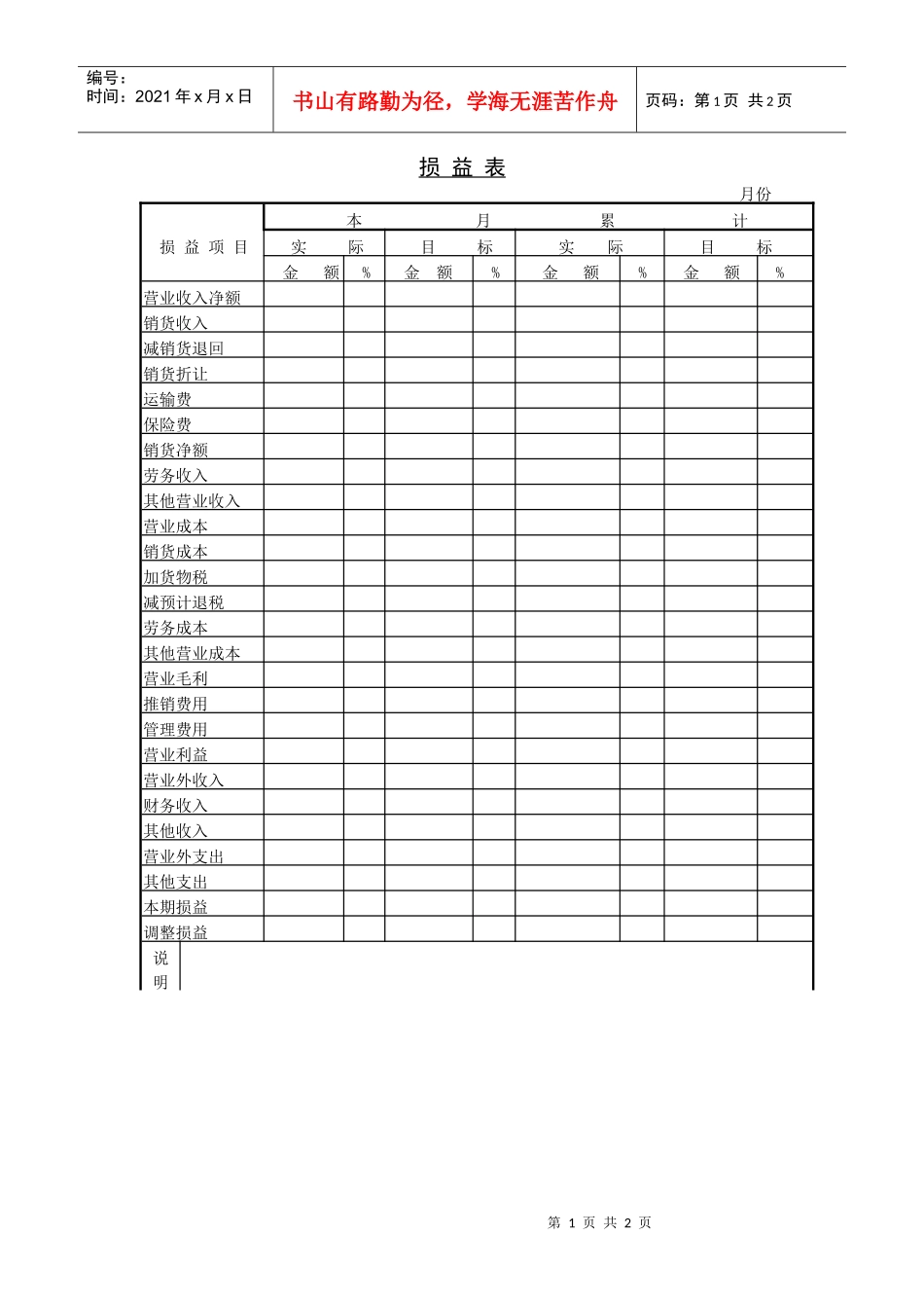 公司损益管理表_第1页