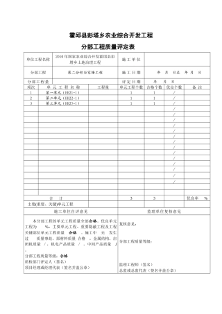 当家塘评定表(土地治理工程)