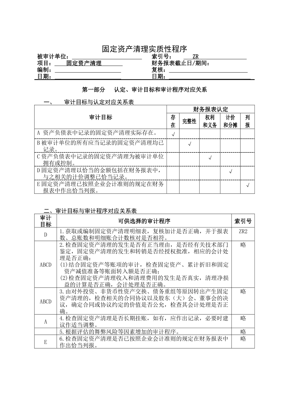 企业固定资产清理管理表格_第1页