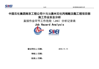 中海油惠州石化丙稀酸及酯工程项目部JHA分析表