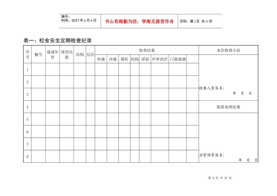 校舍安全定期检查记录表_第3页