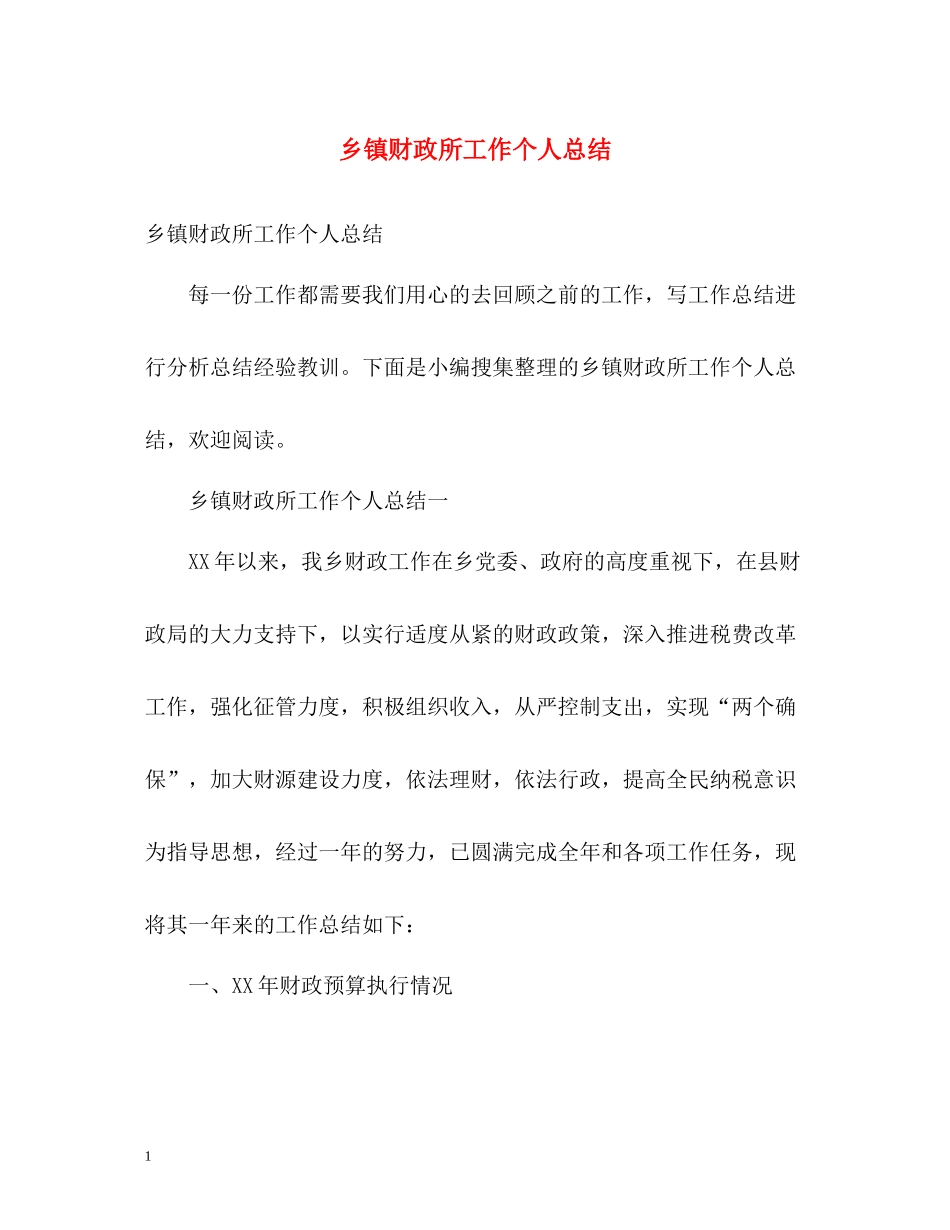 乡镇财政所工作个人总结_第1页