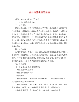 会计电算化实习总结 