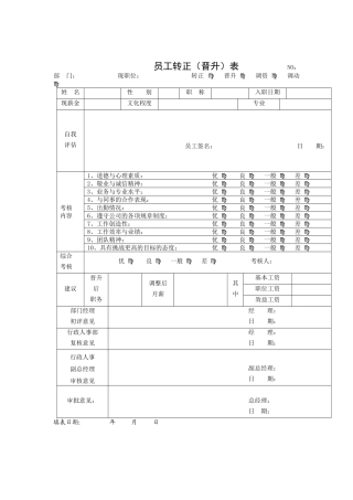 员工转正（晋升）表