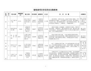 被检查项目存在的安全隐患表