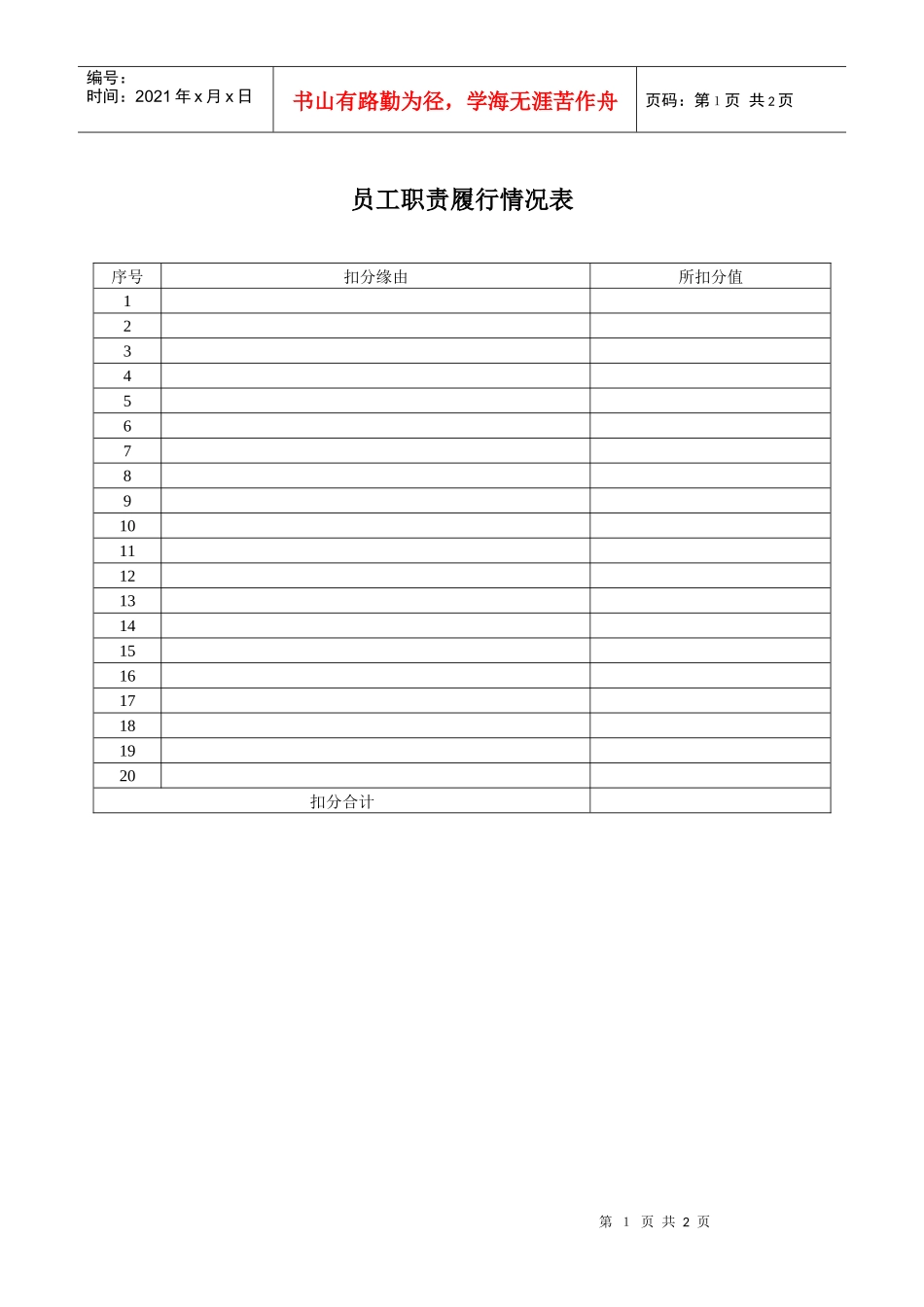 员工职责履行情况表_第1页