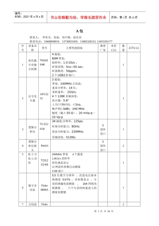 （AH包）设备技术参数及采购明细表doc-山东科技大学资