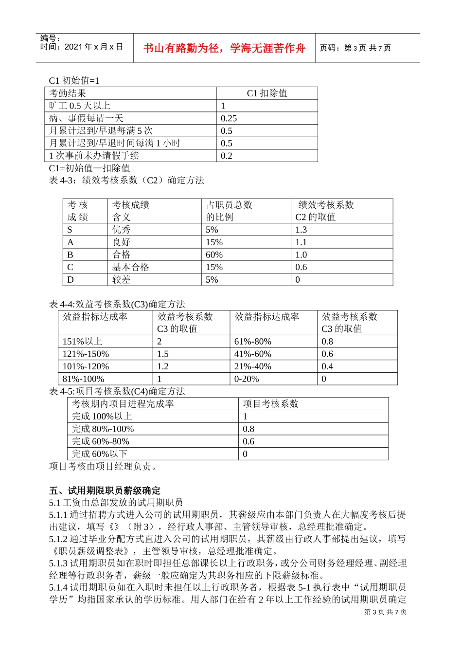 职工工资制度试行方案_第3页