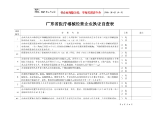 广东省医疗器械经营企业换证自查表doc-一次性使用无菌医