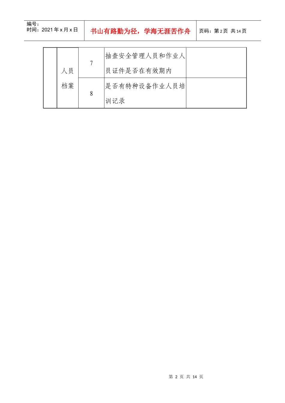 特种设备使用单位现场安全监督检查项目表_第2页