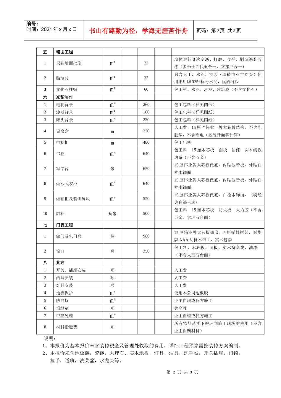 鹏城建材网装饰工程报价表_第2页
