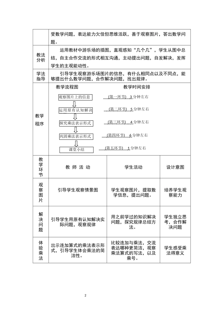 表内乘法（一）1乘法的初步认识教学设计_第2页