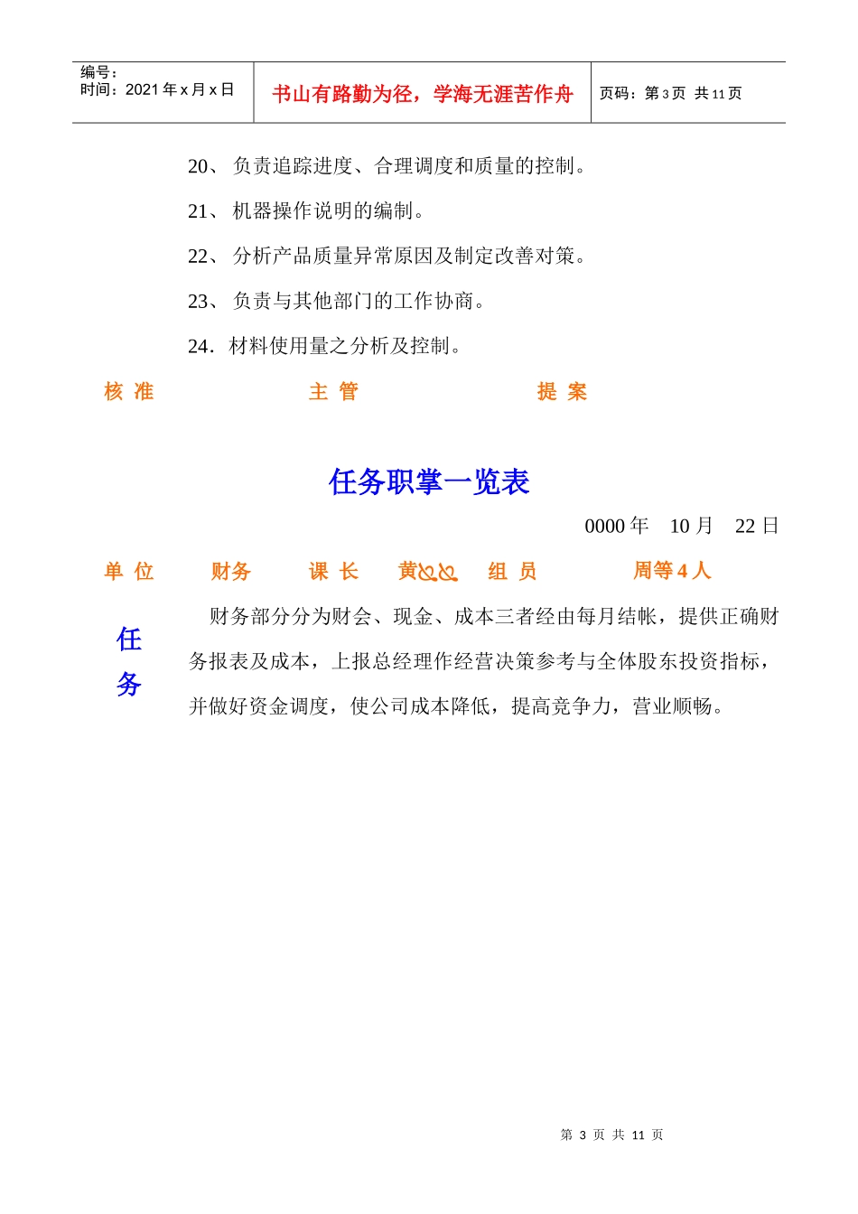 某企业任务职掌一览表_第3页