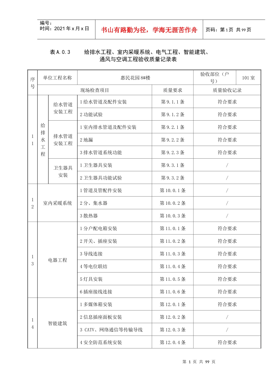 分户验收表A03_第1页