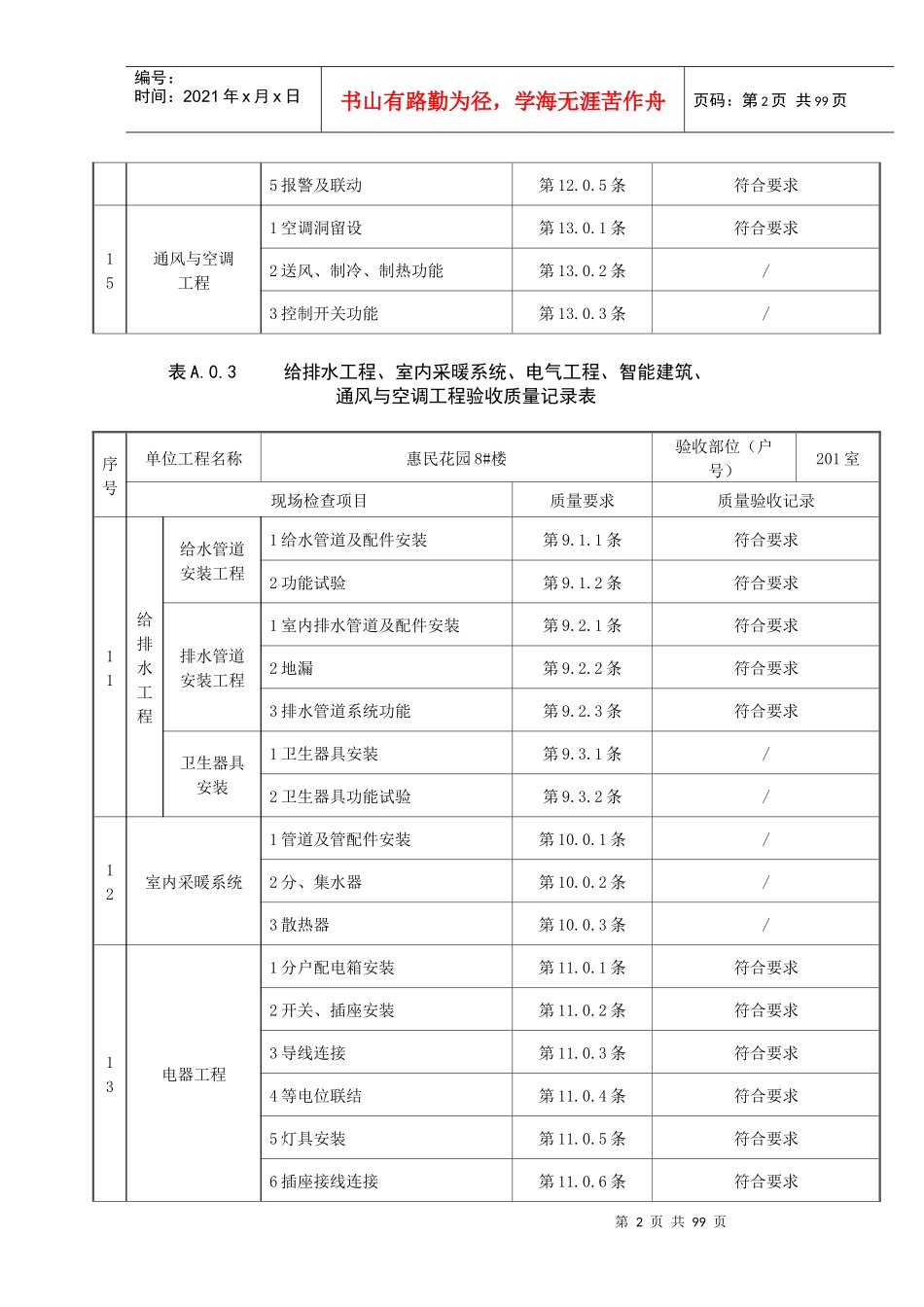 分户验收表A03_第2页