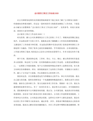 会计新员工转正工作总结2020 