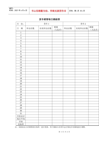货车销售每日跟踪表