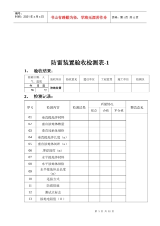 建设工程防雷装置验收检测表
