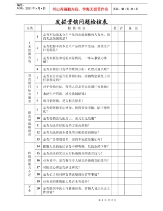 安盛—发掘营销问题检核表